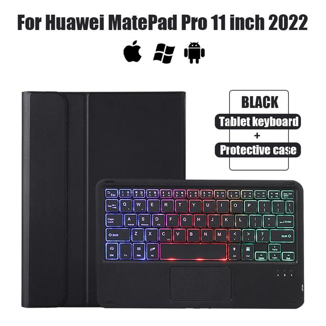 Praktisk, avtakbart trådløst Bluetooth-bakbelyst tastatur med berøringsflatedeksel for Huawei MatePad Pro 11" 2022 TPU-nettbrettdeksel
