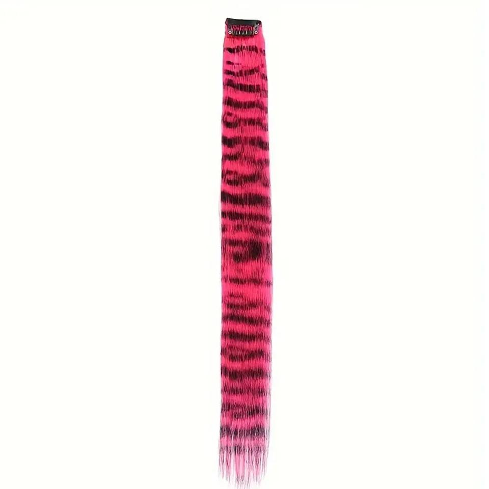 

Synthetic Feather Hair Extensions, Colorful Clip-In One Piece Hairpiece for Women, Y2K Style Cosplay Party Hair Accessories рожевий червоний колір