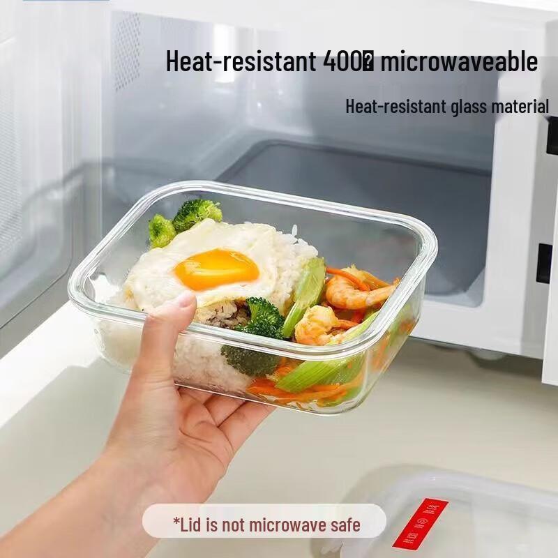 LocknLock 1020ml 2-Compartment Glass Lunch Box with Cutlery