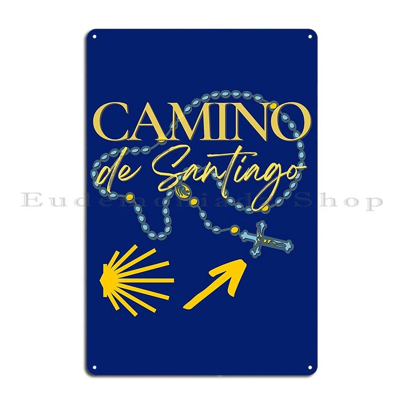 Camino De Santiago För Katoliker Rosenkrans Metallplatta Affisch Biokaraktär Klubb Rostiga Plåtar Tennskylt Affisch