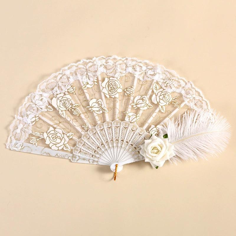 

1 шт. Ручной веер Ретро Вечеринка Фото Реквизит Легкий Кружевной Цветочный Королевский Дворцовый Стиль Лолита Готический Веер Декор Искусственная Роза B белый