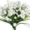 Outdoor Camellia & Baby's Breath Plastic Floral Arrangement - 7-Fork Artificial Spring Grass Decoration for Landscaping