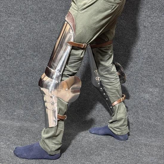 Medieval Greaves Leg Guard Set  Polished Steel Protection for LARP Cosplay