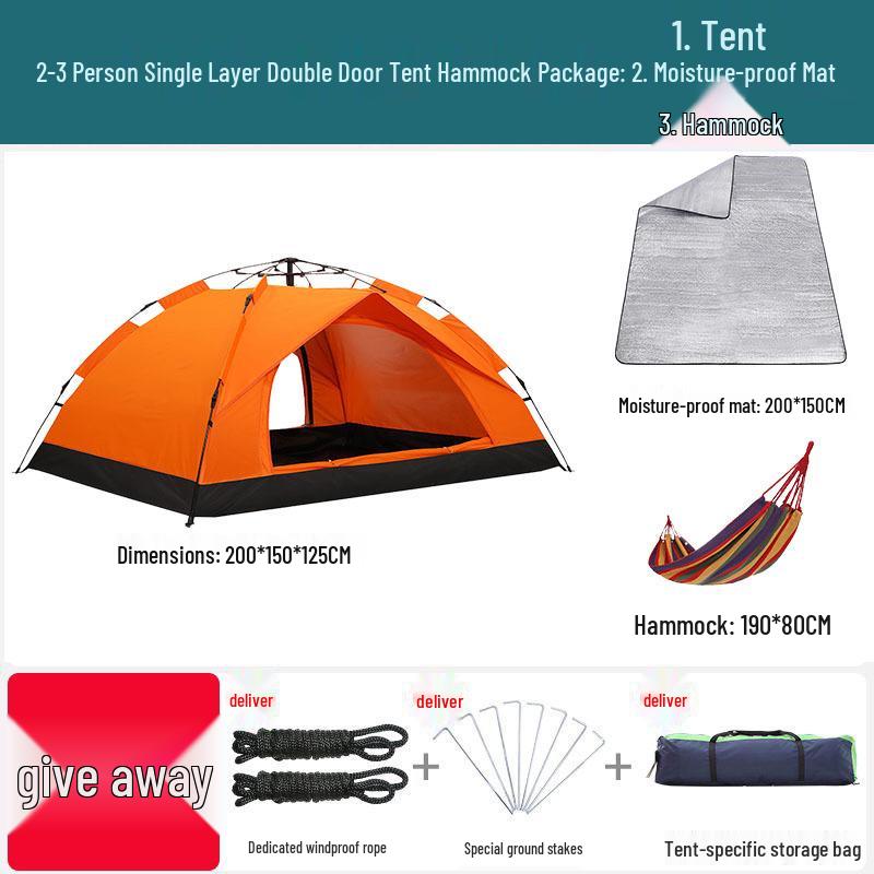 Double Person Automatic Tent: Thickened, Rainproof & Sun-Protective for Outdoor, Wild Camping or Beach Use