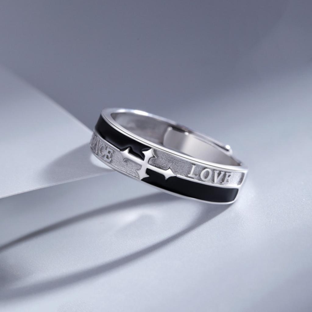 Adjustable Cross Ring, Stainless Steel Punk Jewelry for Women Men, Comfort Fit Daily Wear Gift Idea