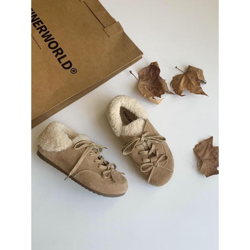 Doll head inner height increase women's new autumn retro two wear flat thick sole comfortable round head single shoes