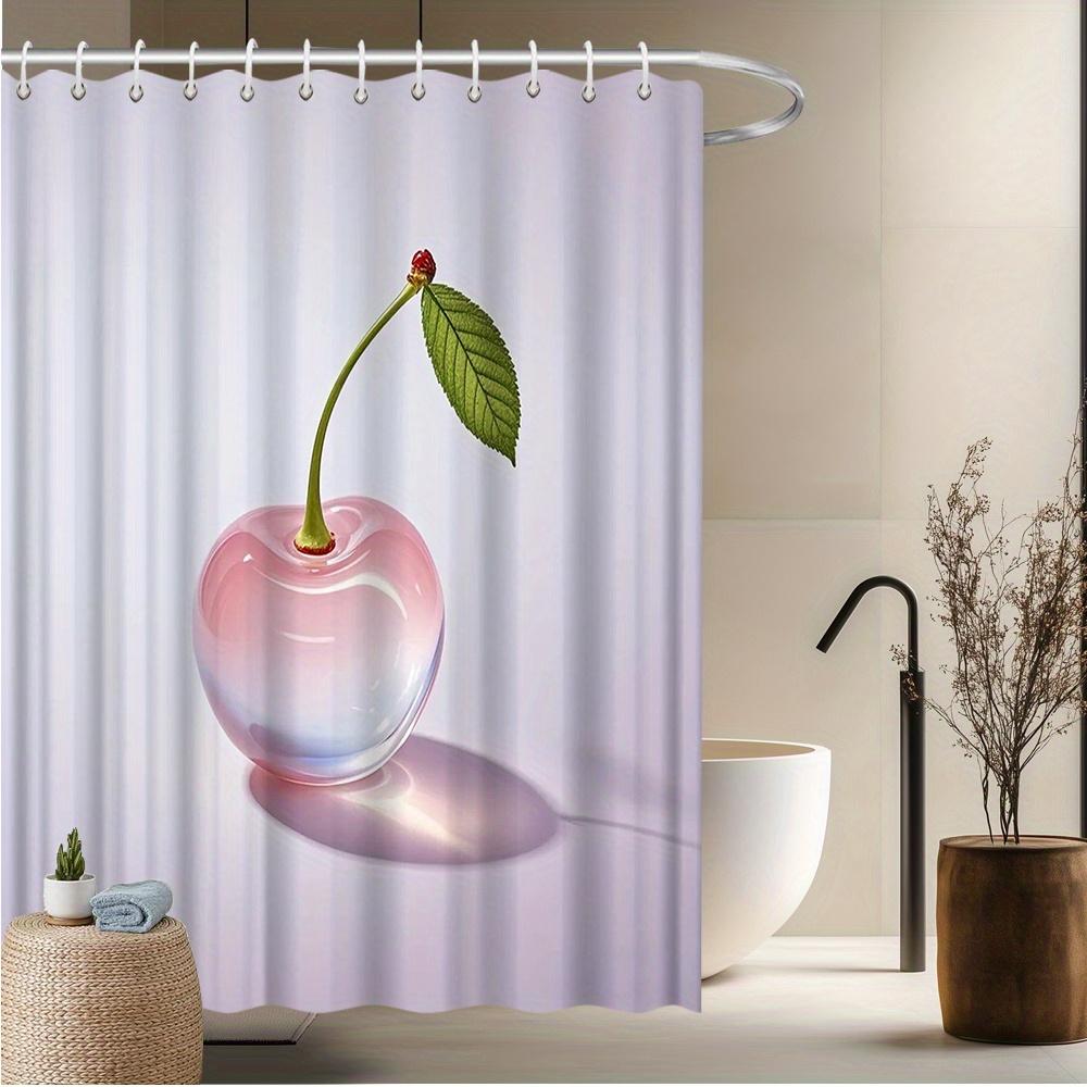 

Cherry Glass Art Shower Curtain, Pink & White Design, Fade-Resistant Polyester, Elegant Bath Decor W60H190(CM)-1 Pcs