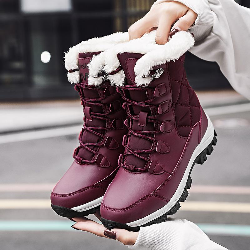 Winter Snow Boots Women Plush lining Hiking Shoes Outdoor Sport Shoes Waterproof Mountaine Shoes Anti Slip Trekking Shoes Women