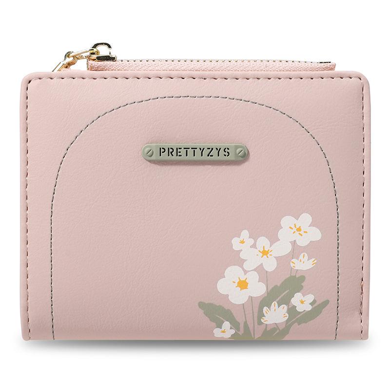 

Кошелек с короткой пряжкой, женский кошелек для монет, PU-принт, маленький цветочный кошелек с зажимом розовый