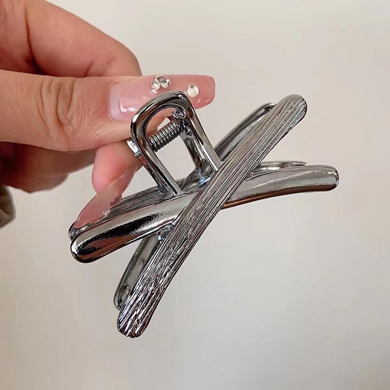 Metal Silver Simple Hair Clip Claw For Women Trendy Crab Catches Clamp Korea Headwear Accessories