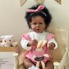 Lifelike 50cm Liam Reborn Doll Cloth Body Dark Black Skin Emulation Doll Handmade Rooted Curly Hair Newborn Babies Doll Child Birthday New Year Gifts.