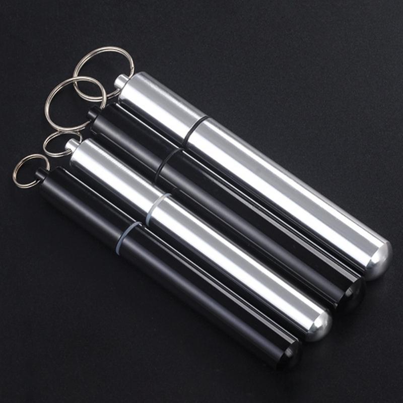Stylish Cigarettes Container with Keychain Portable Cigarettes Holder Aluminum Metal Cigarettes Storage Tube for Men