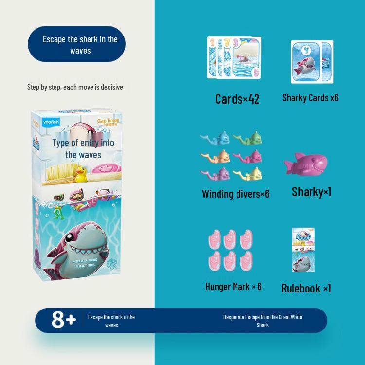 Yaofish Ray: Escape the Shark - Wave Board Game for Adults, Multiplayer, Portable, Casual Gathering Gift