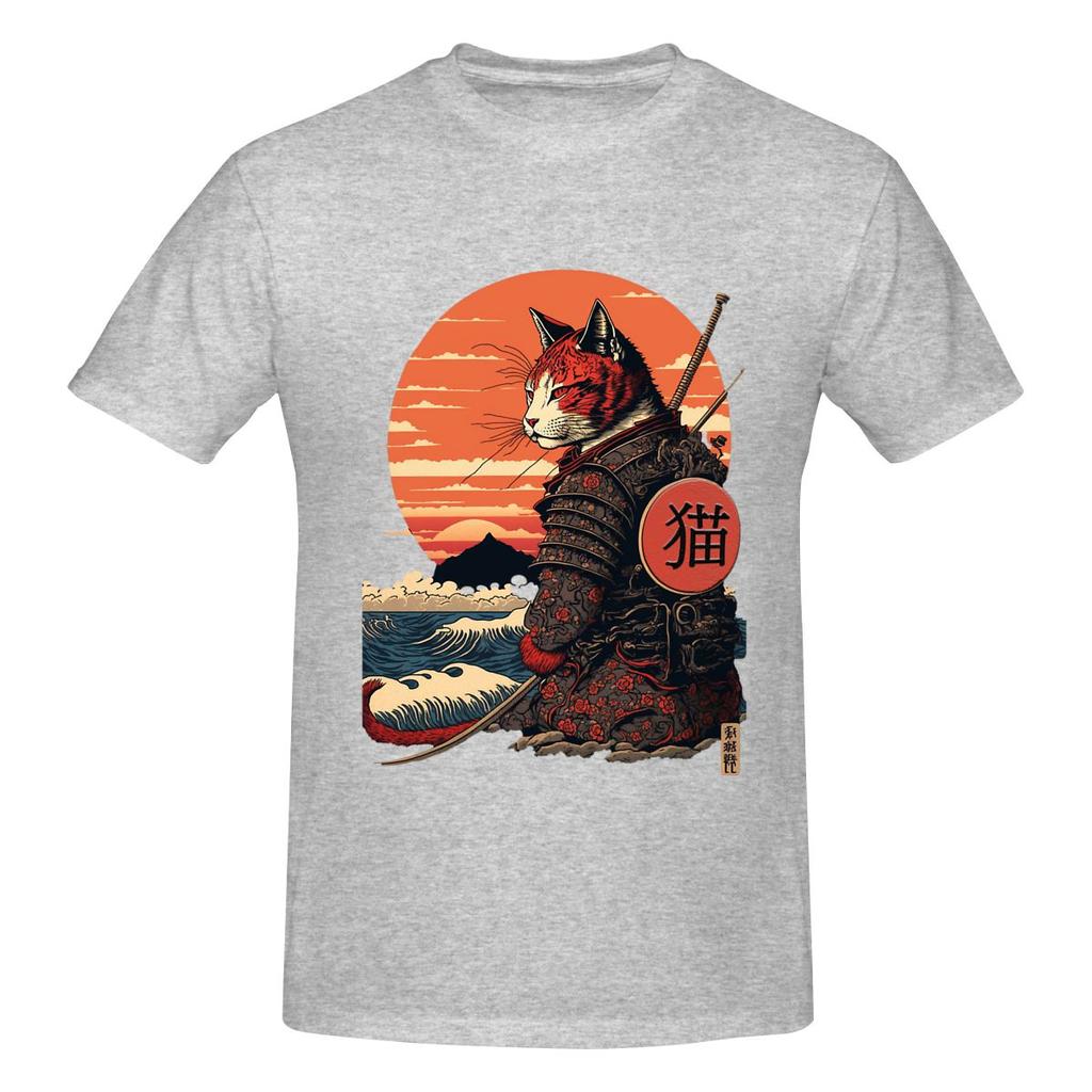 Ukiyo E Samurai Cat Soft And Glutinous Tshirt Commuting Vibe Versatile Inner Layer Shirt