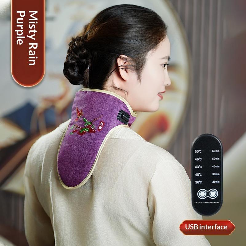 Electric Heated Neck Wrap Adjustable Temperature Timer Herbal Hot Compress For Neck Pain Relief Home Office Use