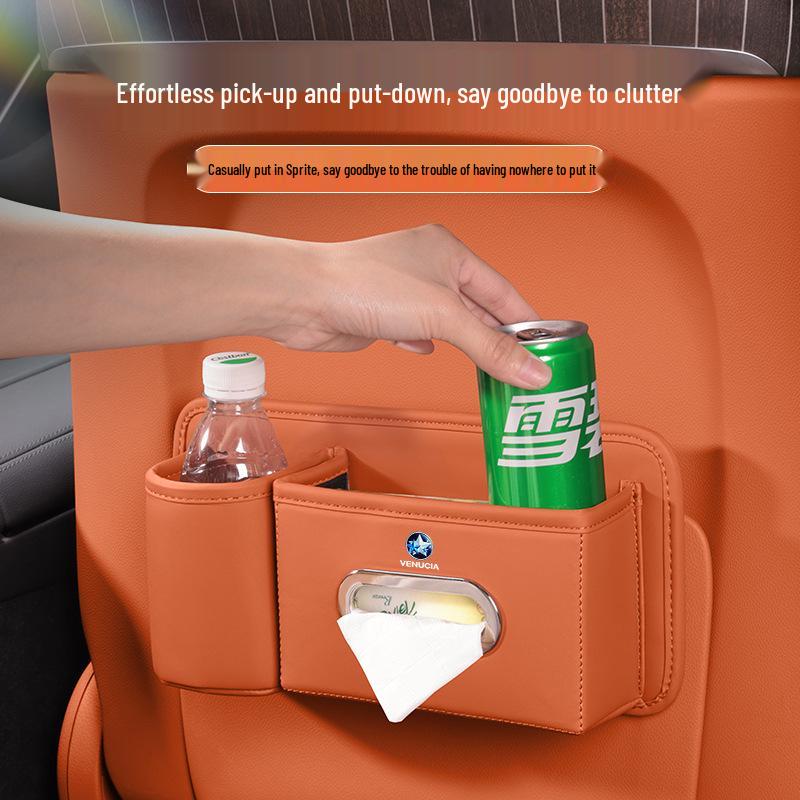 Venucia Multifunktionale Auto-Sitz-Aufbewahrungsbox: Taschentuch, Becherhalter & Organizer