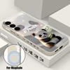 Lovely Baby Panda Pattern Case For Samsung Galaxy S25 Ultra S24 S23 S22 Plus S21 S25 FE Magnetic For Magsafe Soft Silicone Cover