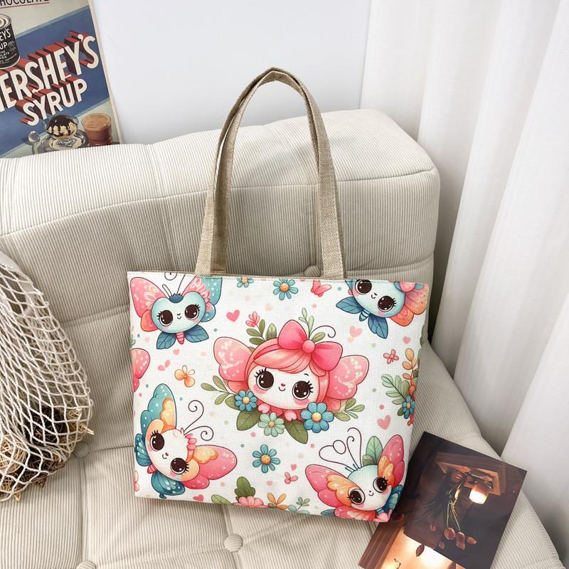 Ethnic Style Canvas Shoulder Bag With Bright Print For Daily Use