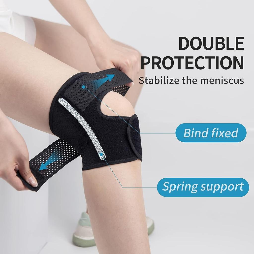 1PC Knee Brace with Side Stabilizers Relieve Meniscus Tear Joint Pain Sports Injuries Breathable Adjustable Running Workout