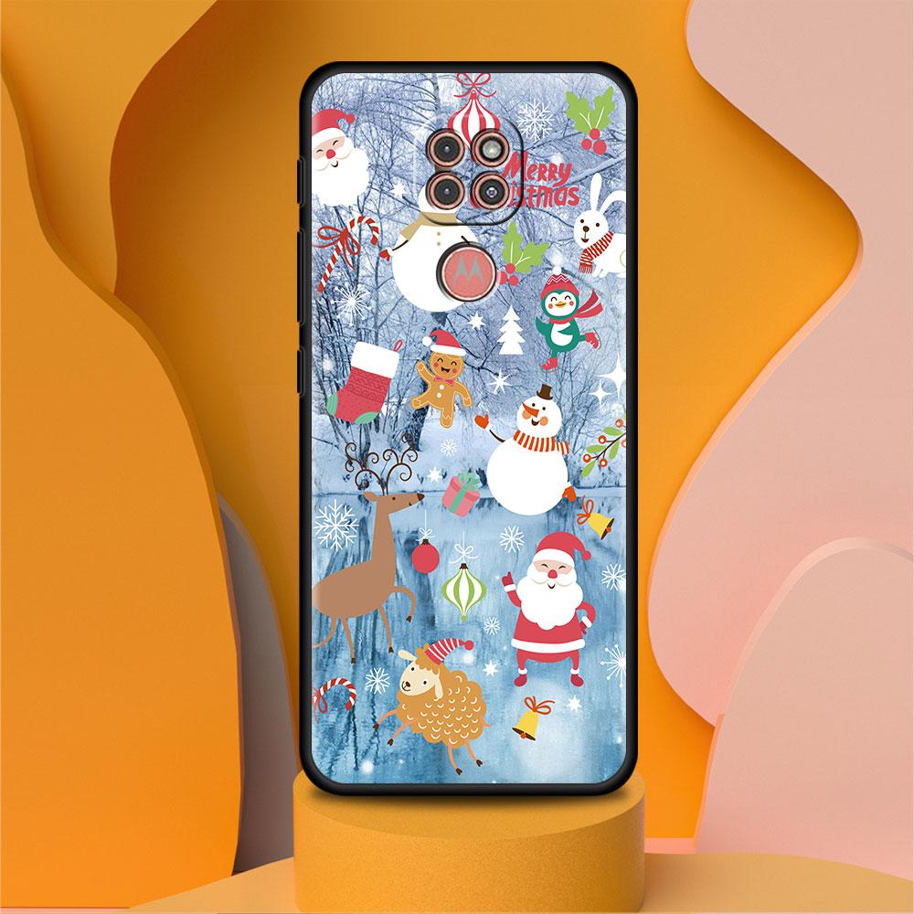 

Черный роскошный чехол для Motorola G30 G60 G50 G22 G200 G9 G8 Play Power One Fusion Plus Edge 20 Fundas Cover Christmas Red Nose Elk Moto G Stylus