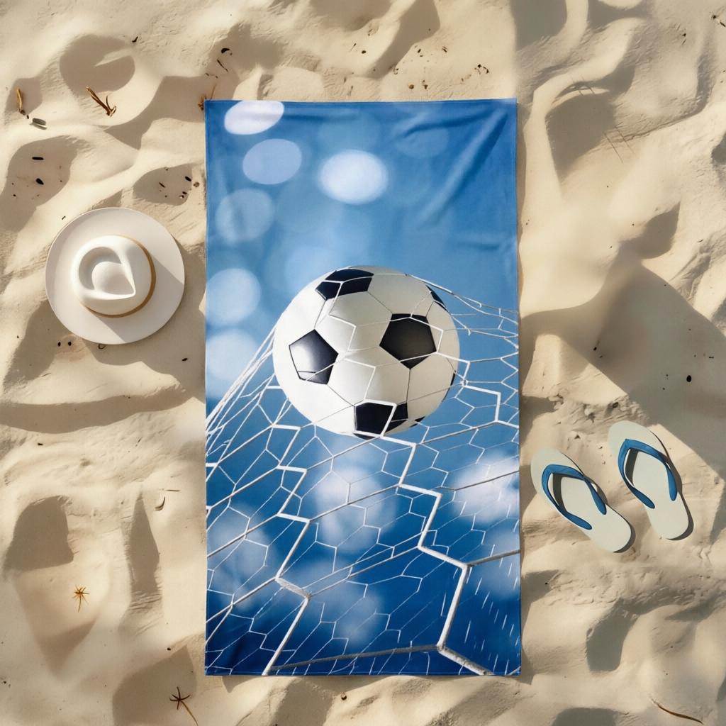 1pc Football Goal Beach Towel, Sand Resistant Quick Dry Towel, Soft Absorbent, Multipurpose for Sports, Swimming Pool, Beach