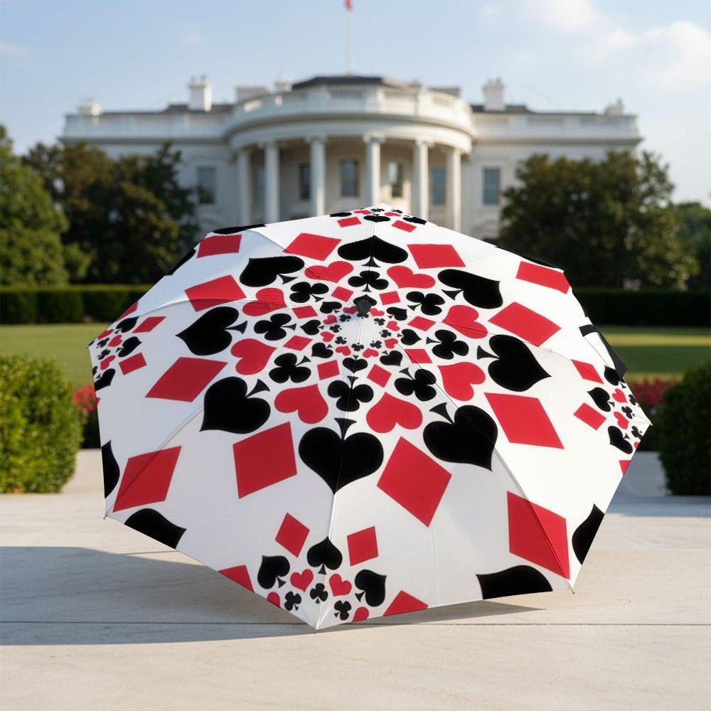 

Portable Folding Umbrella with Playing Card Suit Patterns (Spades, Hearts, Diamonds, Clubs) - Automatic Open/Close, Durable & (as the picture,Iron&8K)