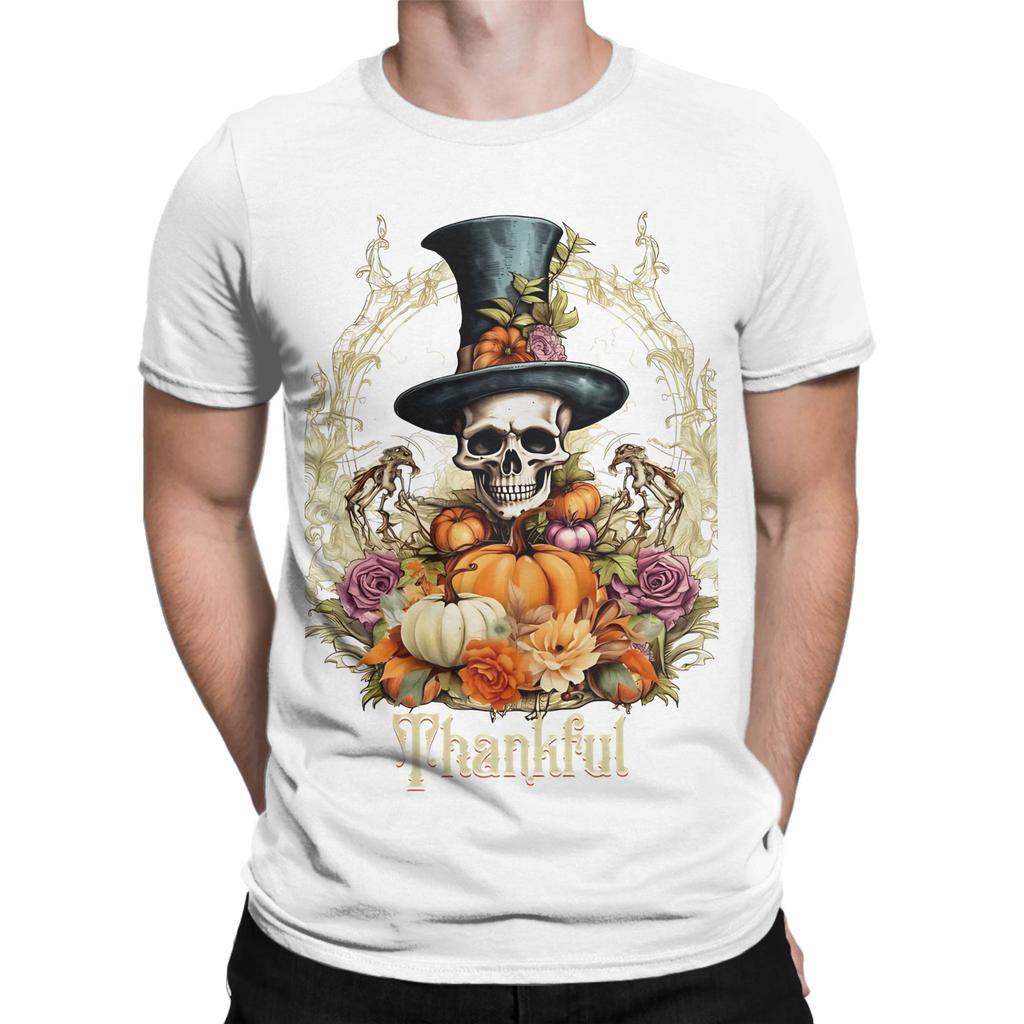 Goth Creepy Skeleton Thankful Funny 100 Cotton Tshirt Halloween Tees Tops For Unisex