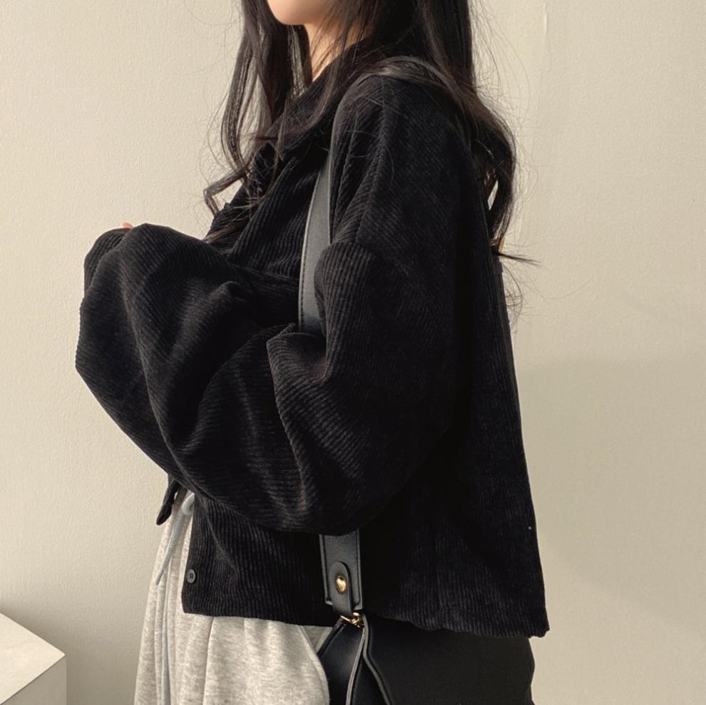 Koreański Szyk 2025 Wiosna Retro Francuski Sztruks Jednorzędowa Klapka Kurtka Koszulowa dla Kobiet