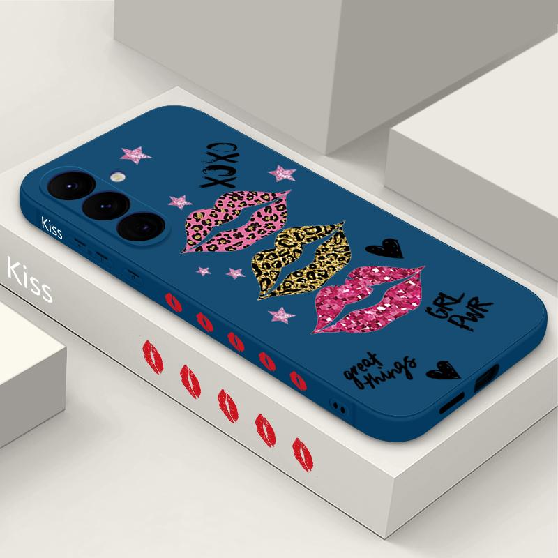 Coque Mode Motif Baisers Lèvres Pour Samsung Galaxy S26 S25 Ultra S24 S23 S22 Plus S21 FE A15 A16 A17 A35 A36 A54 A55 A56 5G Coque Souple