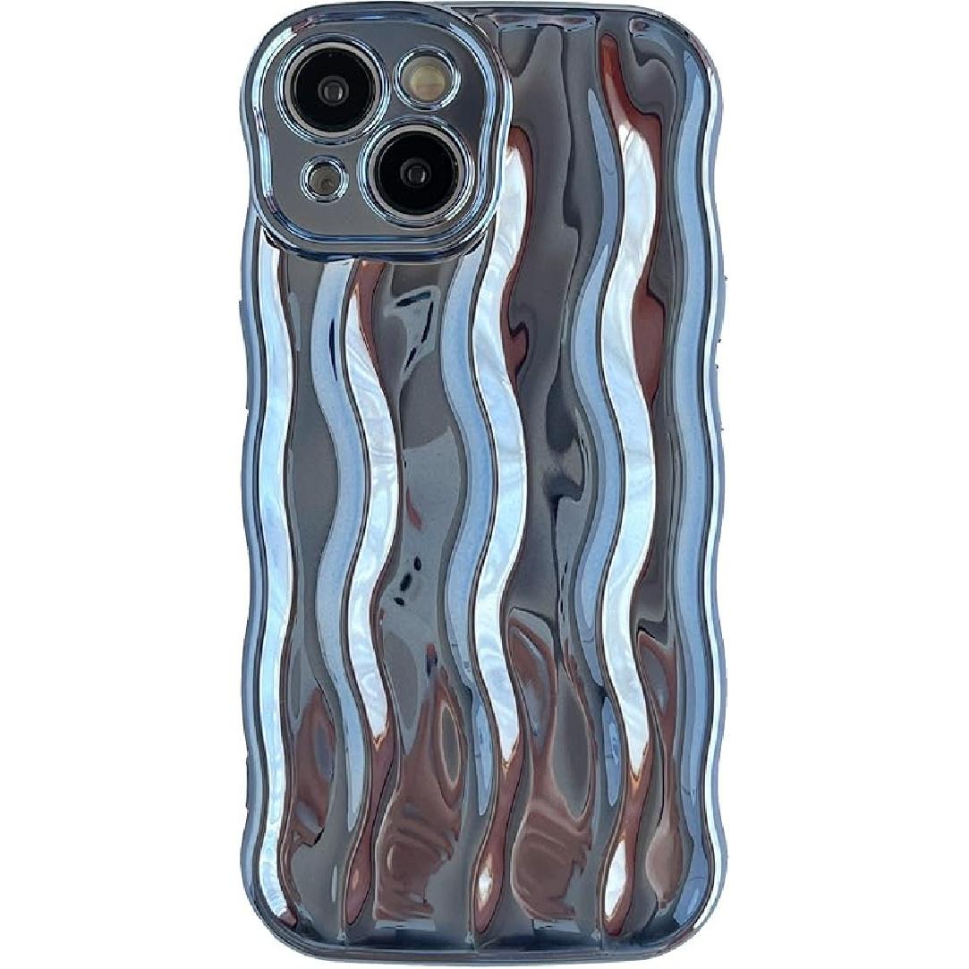 Caseative for iPhone 15 Case,Water Ripple Pattern Curly Wave Frame Soft Phone Case (White) iPhone 15