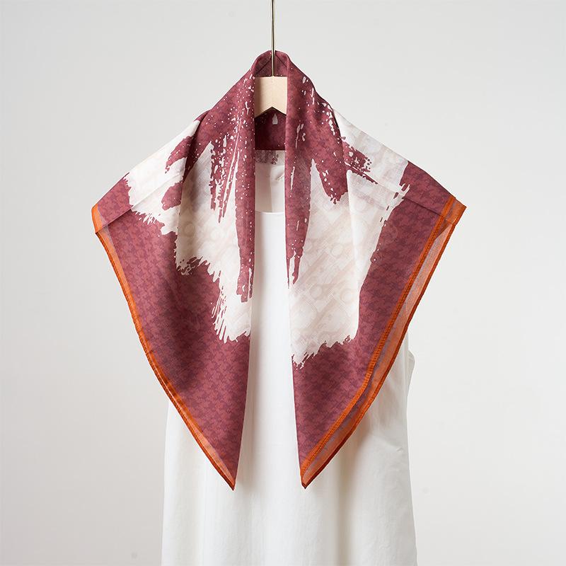 Versatile Printed Lightweight Breathable Women Square Neck Scarf For Spring Summer