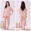 Women's Summer Cotton Pajama Set: Short Sleeve Top & Three-Quarter Pants, Thin & Plus Size