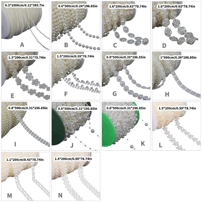 Artificial Pearls String Beads Chain for Wedding Decoration Imitation Pearls String Beads for Craft Candle Bouquets