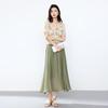JOY SPEAKER Women's Printed Square Neck Short Sleeve Shirt