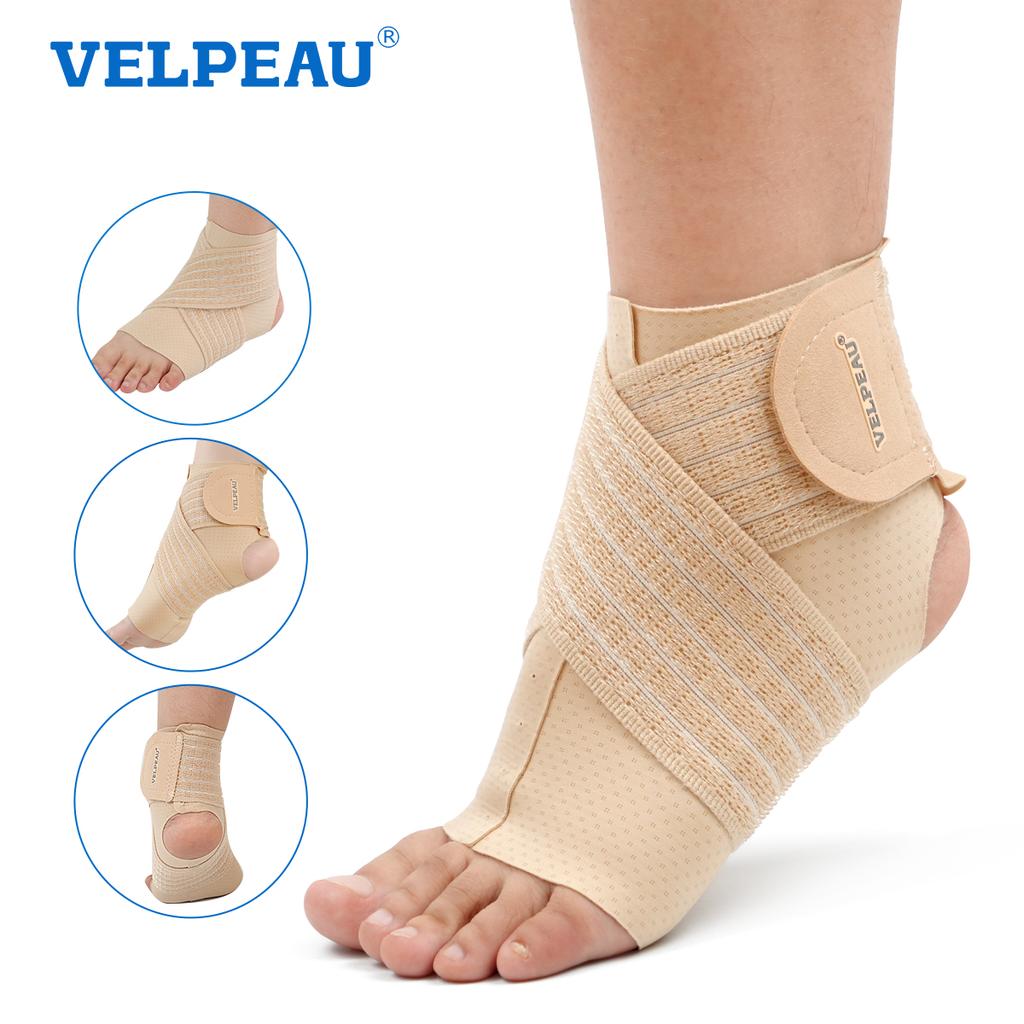 Velpeau Adjustable Ankle Compression Sleeve For Achilles Tendinitis Plantar Fasciitis Support Universal Both Feet
