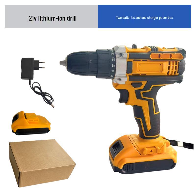 21V Lithium Battery Cordless Drill Set - Multi-Function Electric Screwdriver for Household Use