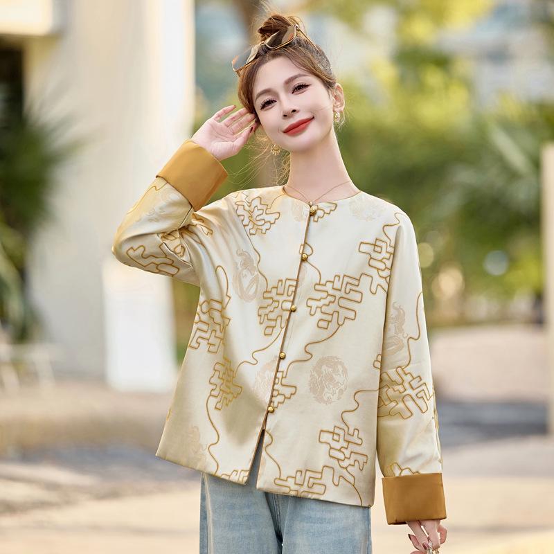 Spring 2025 Women's Retro Round Neck Short Jacket