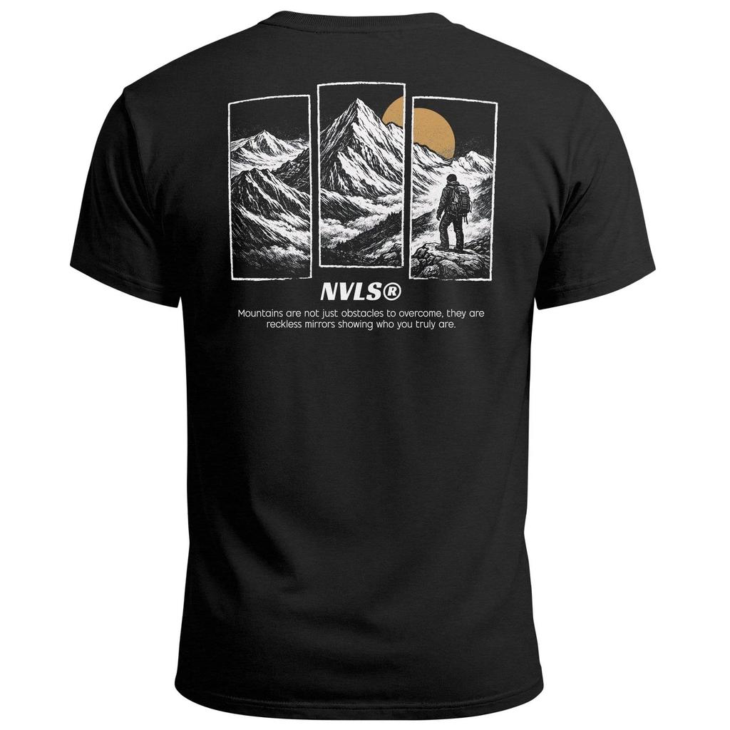 Mens T-Shirt Back Print Mountain Adventure Graphic Outdoor Nature Fashion-