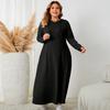 Large Size Women's Clothing Fat Sister Hooded Casual Dress Autumn New Waist A-shaped Dress