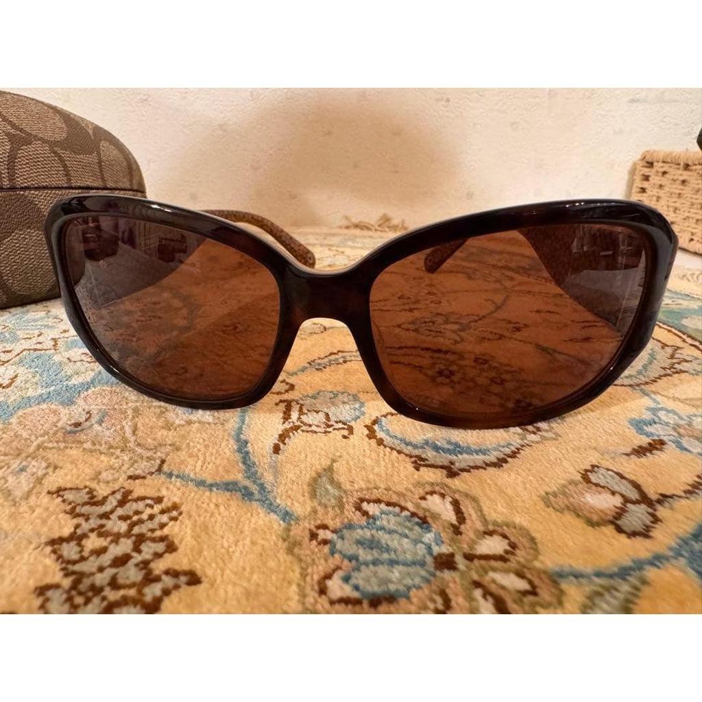 Used COACH Coach sunglasses with metal logo case black signature