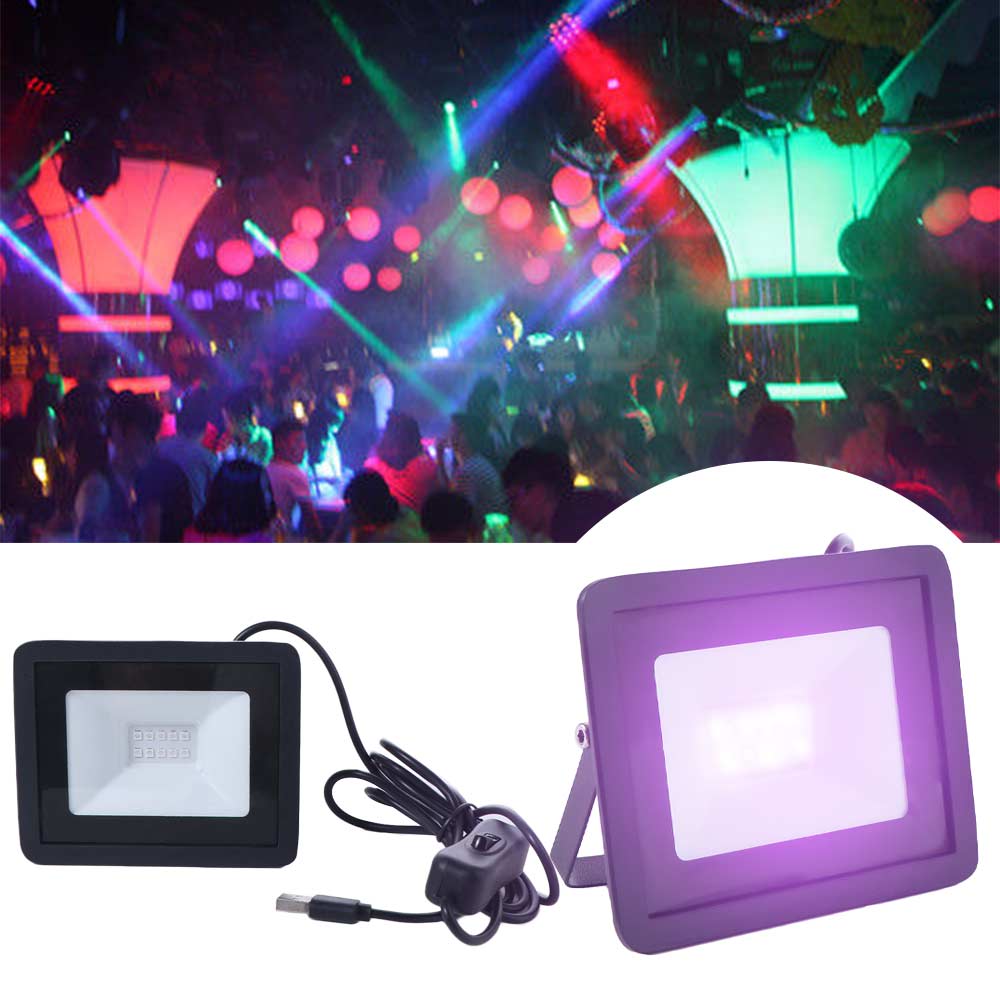 High Power UV LED Floodlight 10W UV Fluorescent Light Portable UVA Floodlight  Party Decoration