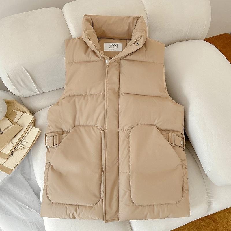 Down cotton vest women's short autumn and winter new Korean version vest waist strap thickened sleeveless cotton vest