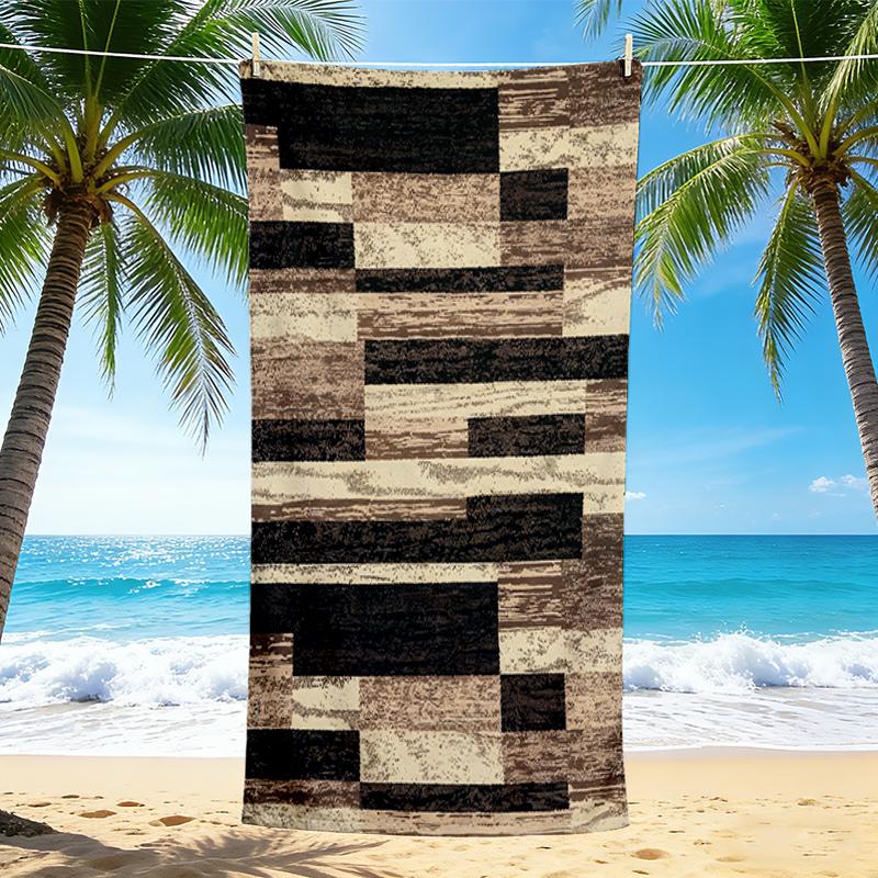 1Pc Abstract Geometric Beach Towel, Quick Dry, Multi-Use for Beach Pool Gym Yoga Home Travel, Christmas, Halloween, Xmas Gift M92822