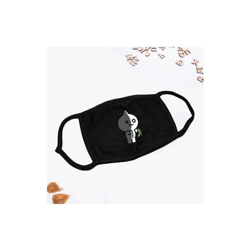 Kpop Bts Atmungsaktive Baumwollmischung Gesichtsmaske Mit Cartoon-Druck Für Täglichen Sonnenschutz