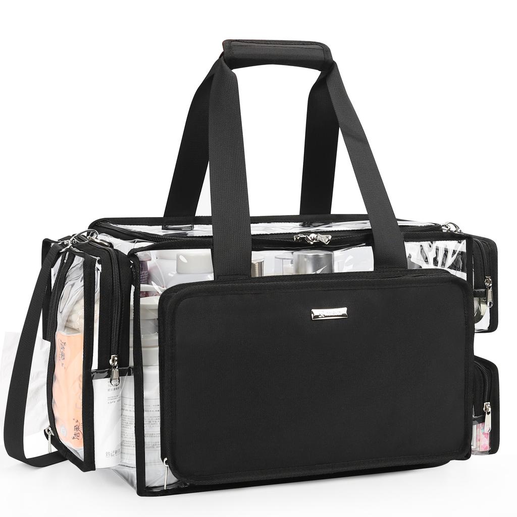 Relavel Professional Makeup Artist Clear Storage Bag with Multi Compartment Large Capacity Makeup Bag for Makeup Artists