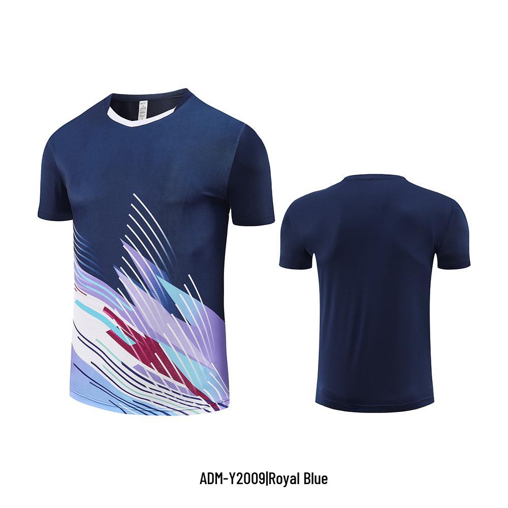 Pánské a dámské potištěné rychleschnoucí badmintonové sportovní oblečení a tréninkové tričko s krátkým rukávem na stolní tenis