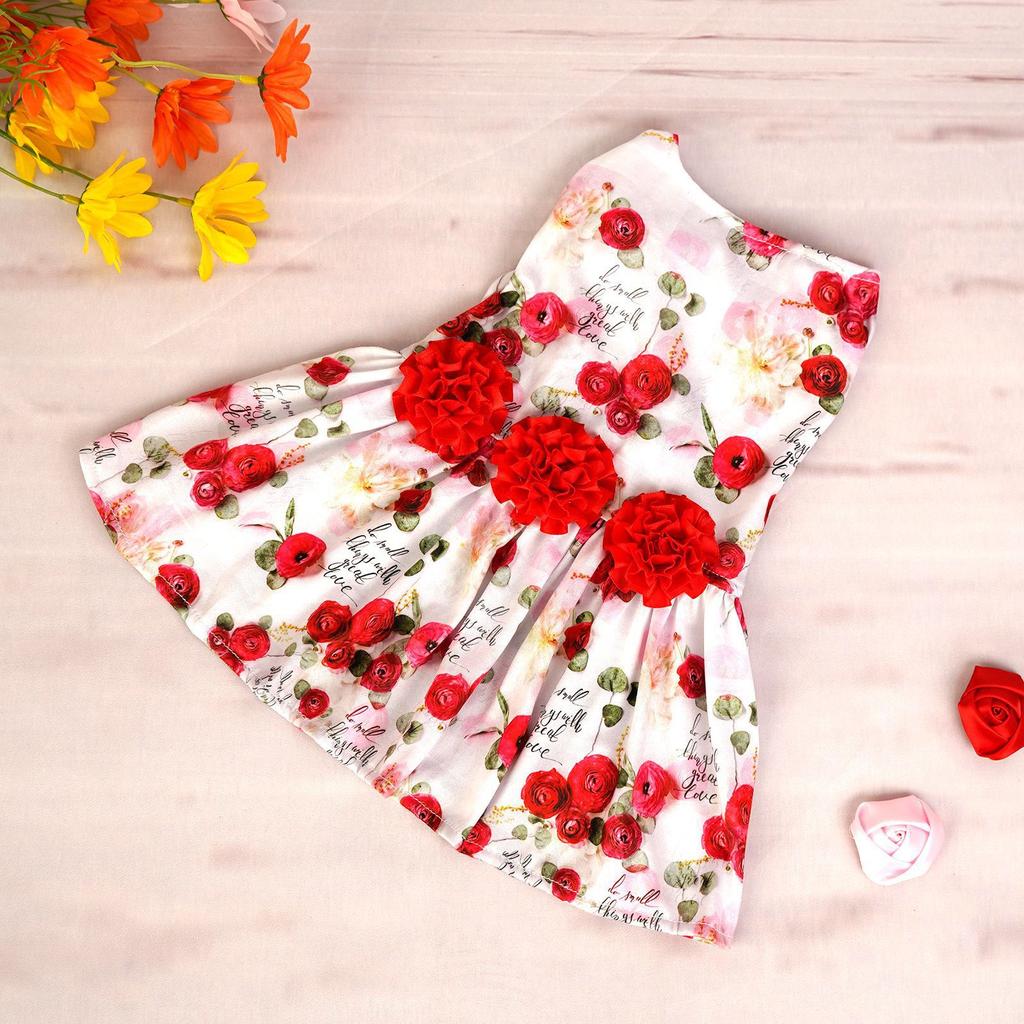 Pet Valentine's Day Clothes Clothing Skirt New Red Rose Cherry Love