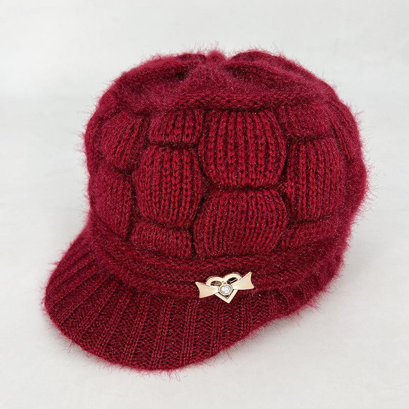 Duck Tongue Hat, Winter Women's Hat with Plush and Thick Yarn Hat Fashionable