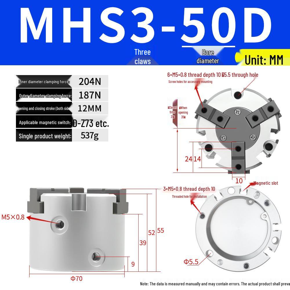 SMC Pneumatic Gripper Fingers: Two-Jaw, Three-Jaw, Four-Jaw MHS2/3/4-16D/25D/40D/50/63D