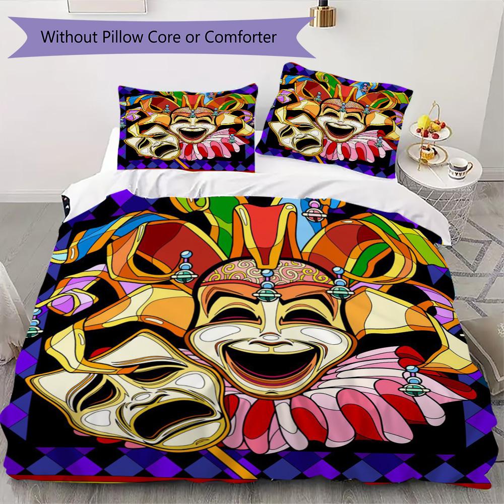 Masquerade party print Pattern Bedding,Quilt Set Quilt Cover Pillowcase Home Birthday Gift (1*duvet cover+2*pillowcase,without core)ZSJT0917323